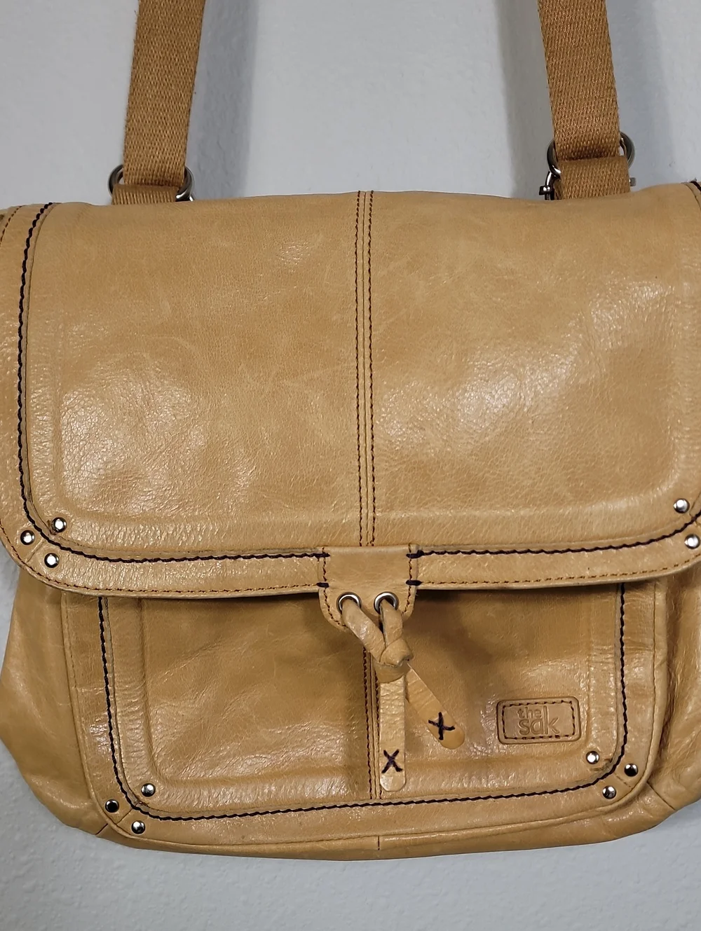The Sak Ventura Convertible Backpack Crossbody Brown Leather Studded Boho